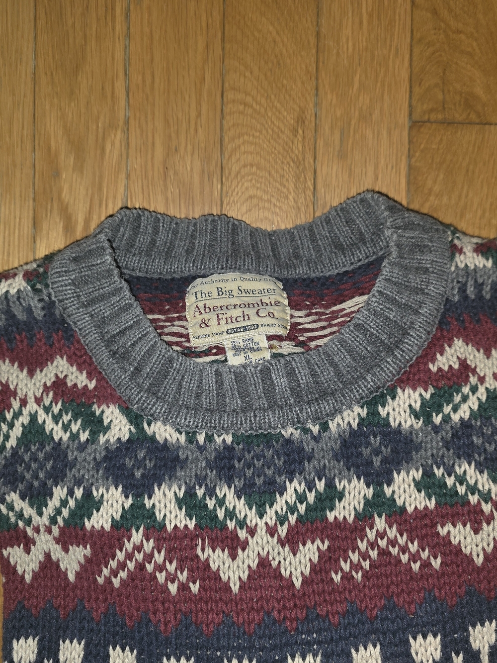 VINTAGE Y2K ABERCROMBIE & FITCH Men's Multicolor Fair Isle Crewneck Sweater XL - Picture 10 of 12